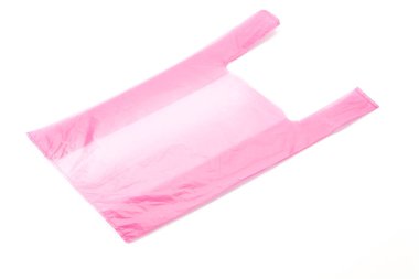 Beyaz arkaplanda plastik torba