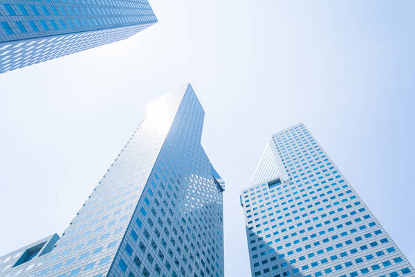 Skyscraper building at singapore - blue whitebalance processing 