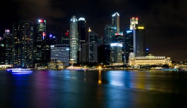 Singapore, Singapur - 19 Temmuz 2015: Şehir merkezindeki Singapur görünüm 