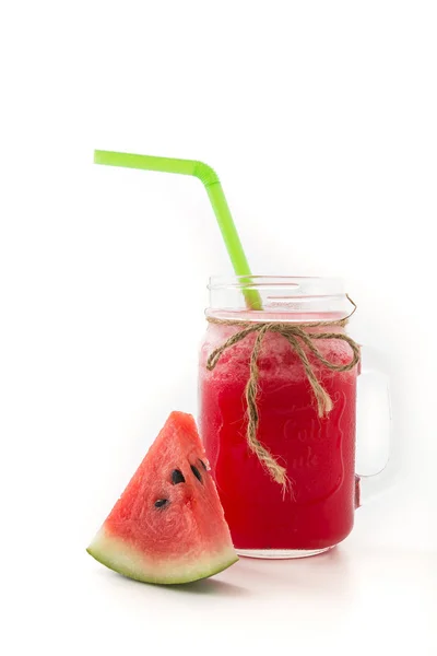 Watermelon smoothie pada latar belakang putih — Stok Foto