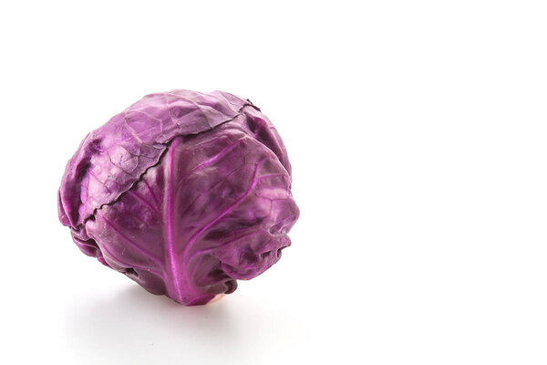 Purple cabbage on white background