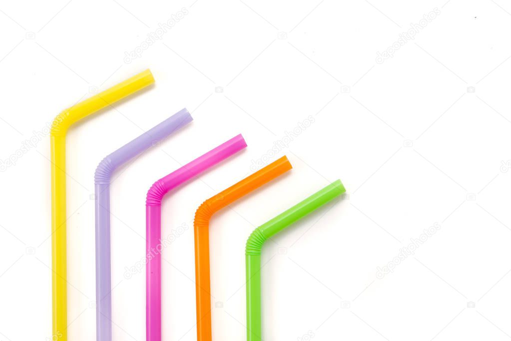 colorful straw on white background