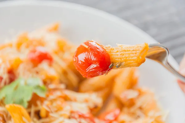 Penne pasta in tomato sauce — Stock Photo, Image