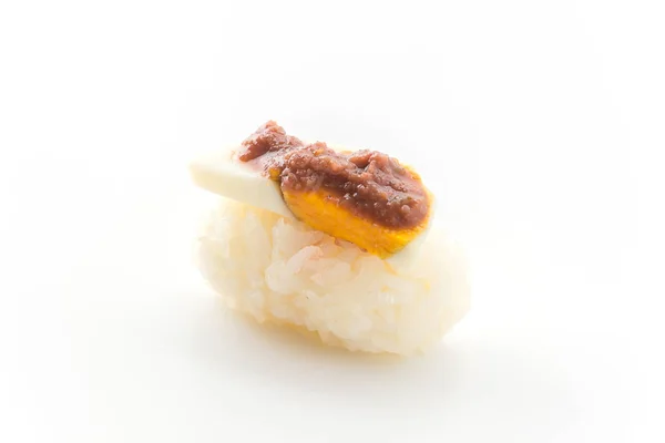 Egg with shrimp paste sauce sushi — Stock Photo, Image