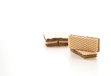 Beyaz arkaplanda çikolatalı gofret