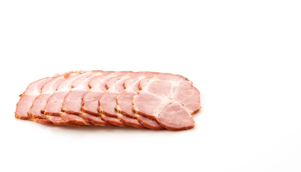 Pastrami Schweinefleisch auf weißem Hintergrund — Stockfoto