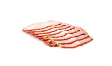 Beyaz arka plan üzerinde domuz pastırması