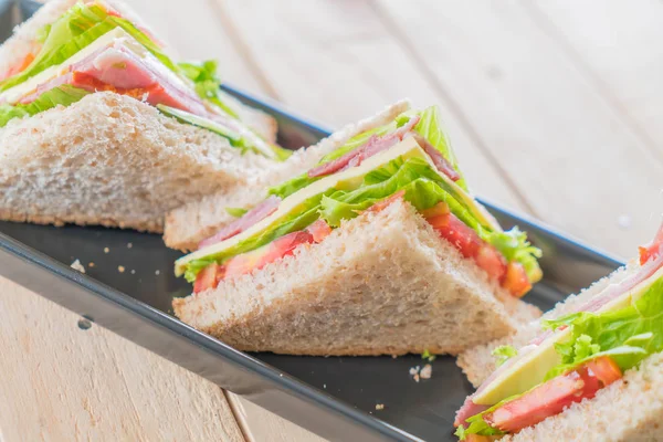 Sandwich  on wood background — Stock Photo, Image