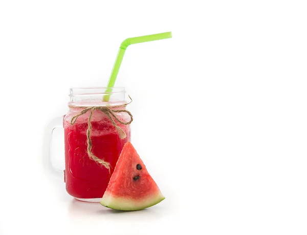 Watermelon smoothie pada latar belakang putih — Stok Foto