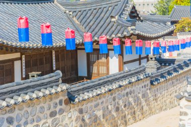 Beautiful Architecture in Namsangol Hanok Village at Seoul Korea clipart