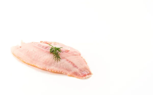 Beyaz arkaplanda tilapia ham — Stok fotoğraf