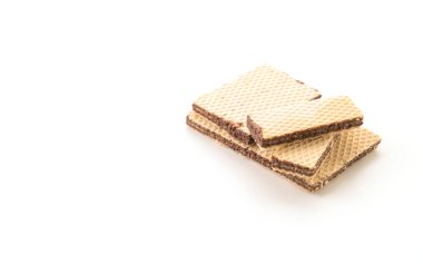 Beyaz arkaplanda çikolatalı gofret