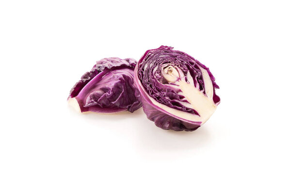 Purple cabbage on white background