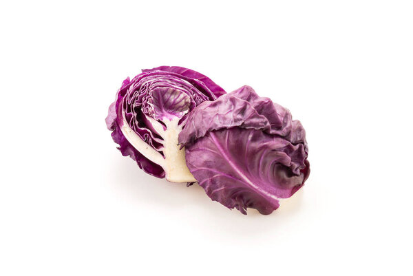 Purple cabbage on white background