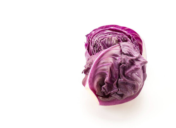 Purple cabbage on white background