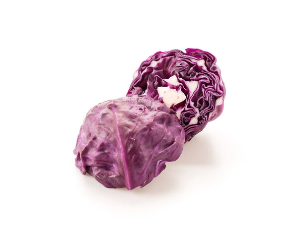 Purple cabbage on white background