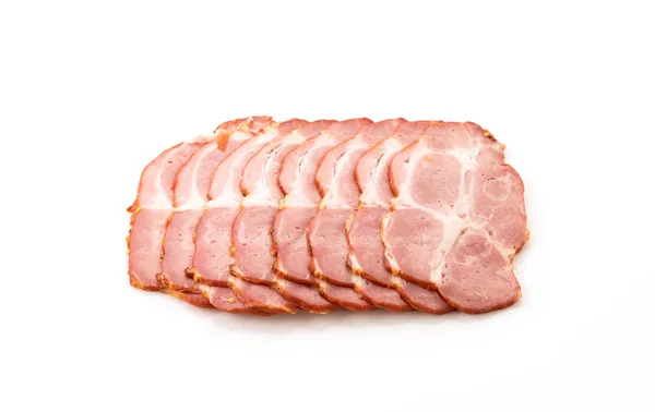 흰색 바탕에 훈제 고기 돼지고기 — 스톡 사진