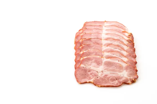 흰색 바탕에 훈제 고기 돼지고기 — 스톡 사진
