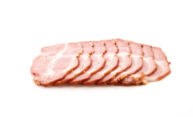 Beyaz arka plan üzerinde domuz pastırması