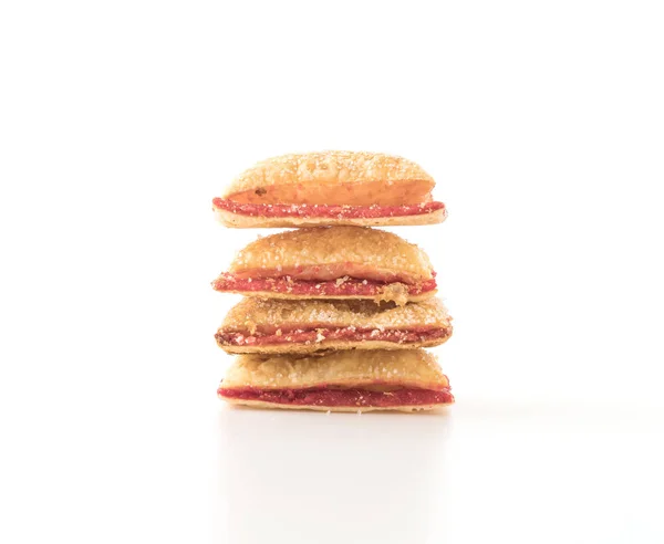 Mini pie biscuit with strawberry jam — Stock Photo, Image