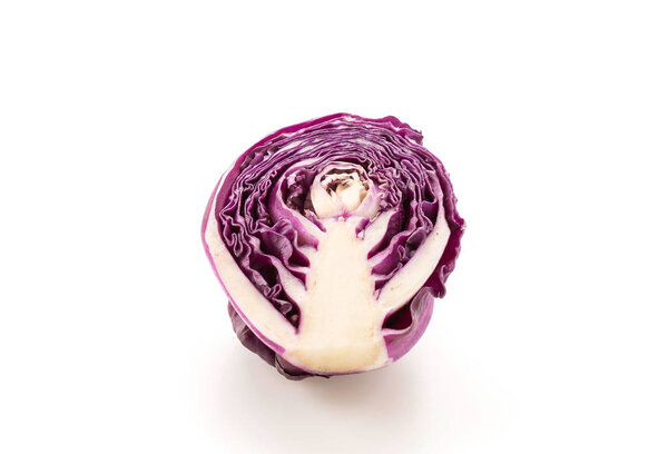 Purple cabbage on white background
