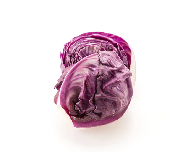Purple cabbage on white background