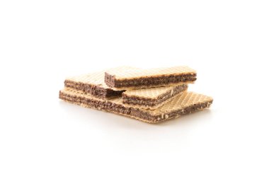 Beyaz arkaplanda çikolatalı gofret