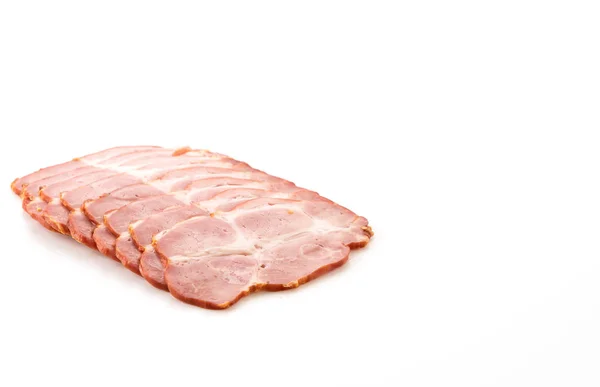 Daging babi pastrami pada latar belakang putih — Stok Foto