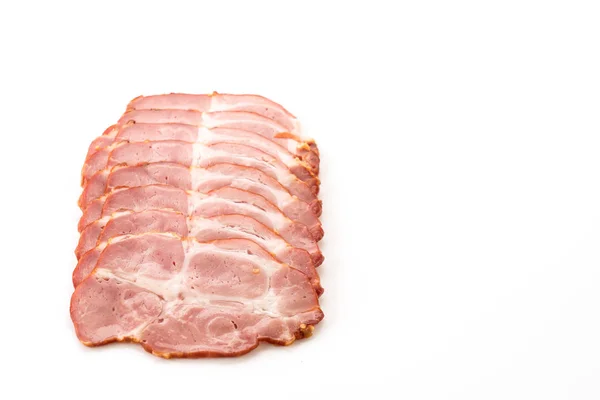 Beyaz arka plan üzerinde domuz pastırması — Stok fotoğraf