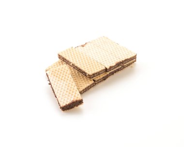 Beyaz arkaplanda çikolatalı gofret