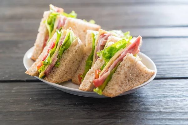 Sandwich  on wood background — Stock Photo, Image