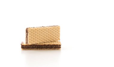 Beyaz arkaplanda çikolatalı gofret