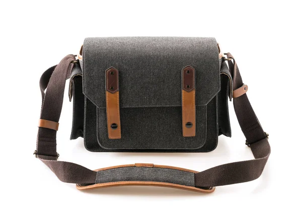 beyaz üzerine kamera çantası