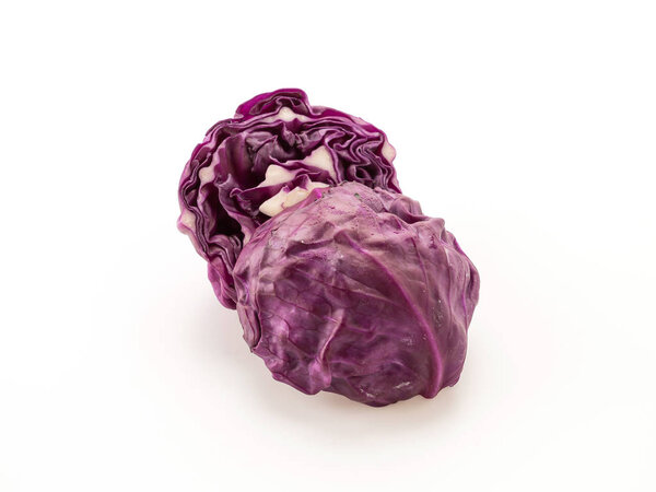 Purple cabbage on white background