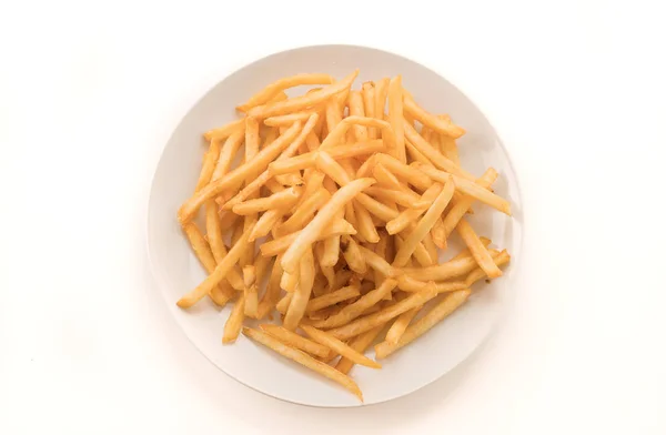 Golden French fries potatoes on white — Stock Photo, Image