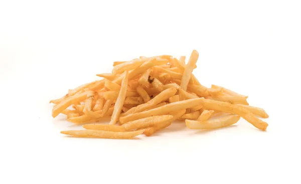 Batatas fritas douradas em branco — Fotografia de Stock