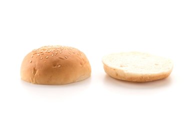 Beyaz arkaplanda hamburger ekmeği