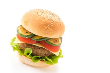 Beyaz arka planda hamburger - Amerikan yemeği