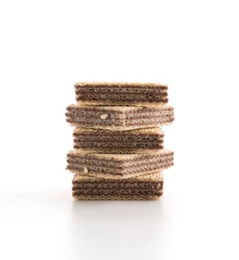 Beyaz arkaplanda çikolatalı gofret