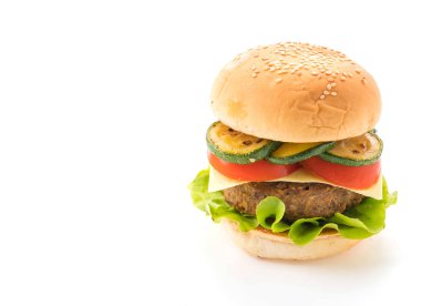 Beyaz arka planda hamburger - Amerikan yemeği