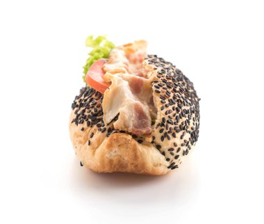 domuz eti ve sebze ile sandviç