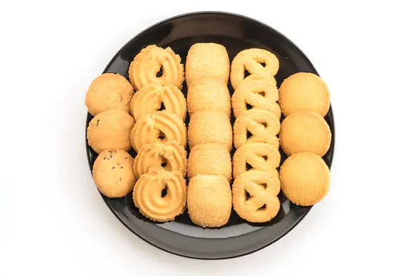 Smör cookies på vit bakgrund — Stockfoto