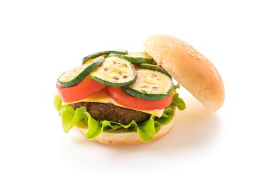 Beyaz arka planda hamburger - Amerikan yemeği