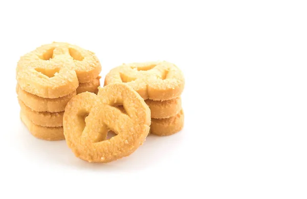 Smör cookies på vit bakgrund — Stockfoto