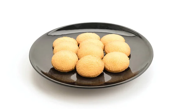 Beyaz arkaplanda tereyağlı kurabiye — Stok fotoğraf