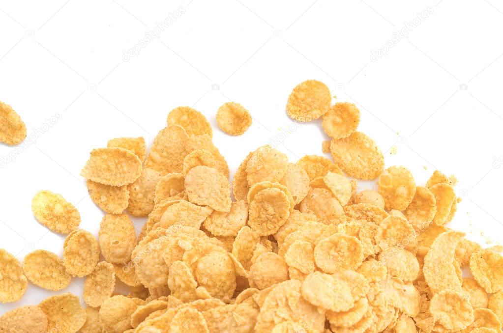 cornflakes on white background