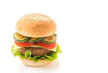 Beyaz arka planda hamburger - Amerikan yemeği