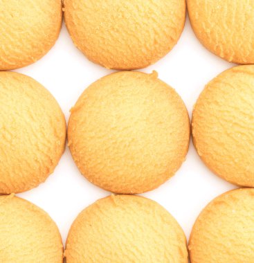 Beyaz arkaplanda tereyağlı kurabiye