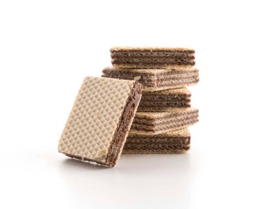 Beyaz arkaplanda çikolatalı gofret