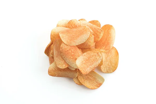 Aardappel chips op witte achtergrond — Stockfoto